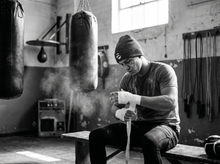 Load image into Gallery viewer, Physical Icon Beanie — getting ready — black and white editorial