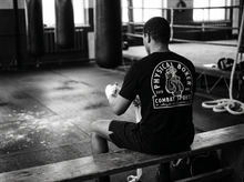 Load image into Gallery viewer, Physical Boxer Logo T-Shirt — getting ready — black and white editorial