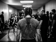Load image into Gallery viewer, Fighter Skull T-Shirt — tournament — black and white editorial