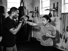 Load image into Gallery viewer, Get Physical Boxer T-Shirt — coaching — black and white editorial