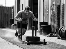 Load image into Gallery viewer, Get Physical Boxer T-Shirt — running — black and white editorial