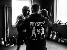 Load image into Gallery viewer, Physical Boxer Hoodie — coaching — black and white editorial