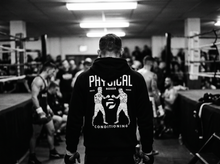 Load image into Gallery viewer, Physical Boxer Hoodie — tournament — black and white editorial