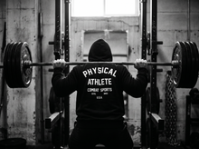 Load image into Gallery viewer, Established Hoodie — lifting — black and white editorial