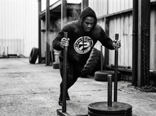 Load image into Gallery viewer, Physical Fighter Hoodie — running — black and white editorial