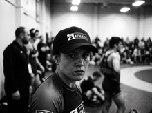 Load image into Gallery viewer, PHYSICAL Athlete Low Profile Mesh Back Trucker Hat — tournament — black and white editorial