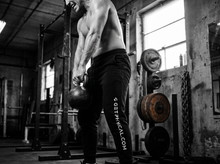 Load image into Gallery viewer, Physical Domain Sweats — lifting — black and white editorial