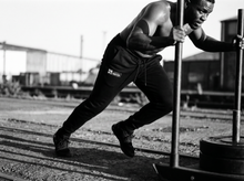 Load image into Gallery viewer, Physical Fighter Sweat Pants — running — black and white editorial