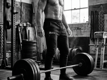 Load image into Gallery viewer, Physical Wrestler Sweat Pants — lifting — black and white editorial
