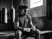 Load image into Gallery viewer, Physical Wrestler T-Shirt — getting ready — black and white editorial